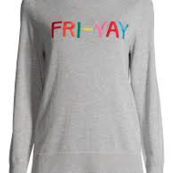 Time and Tru Sweaters - Time and Tru Gray Sweater with Colorful 'FRI-YAY' Design